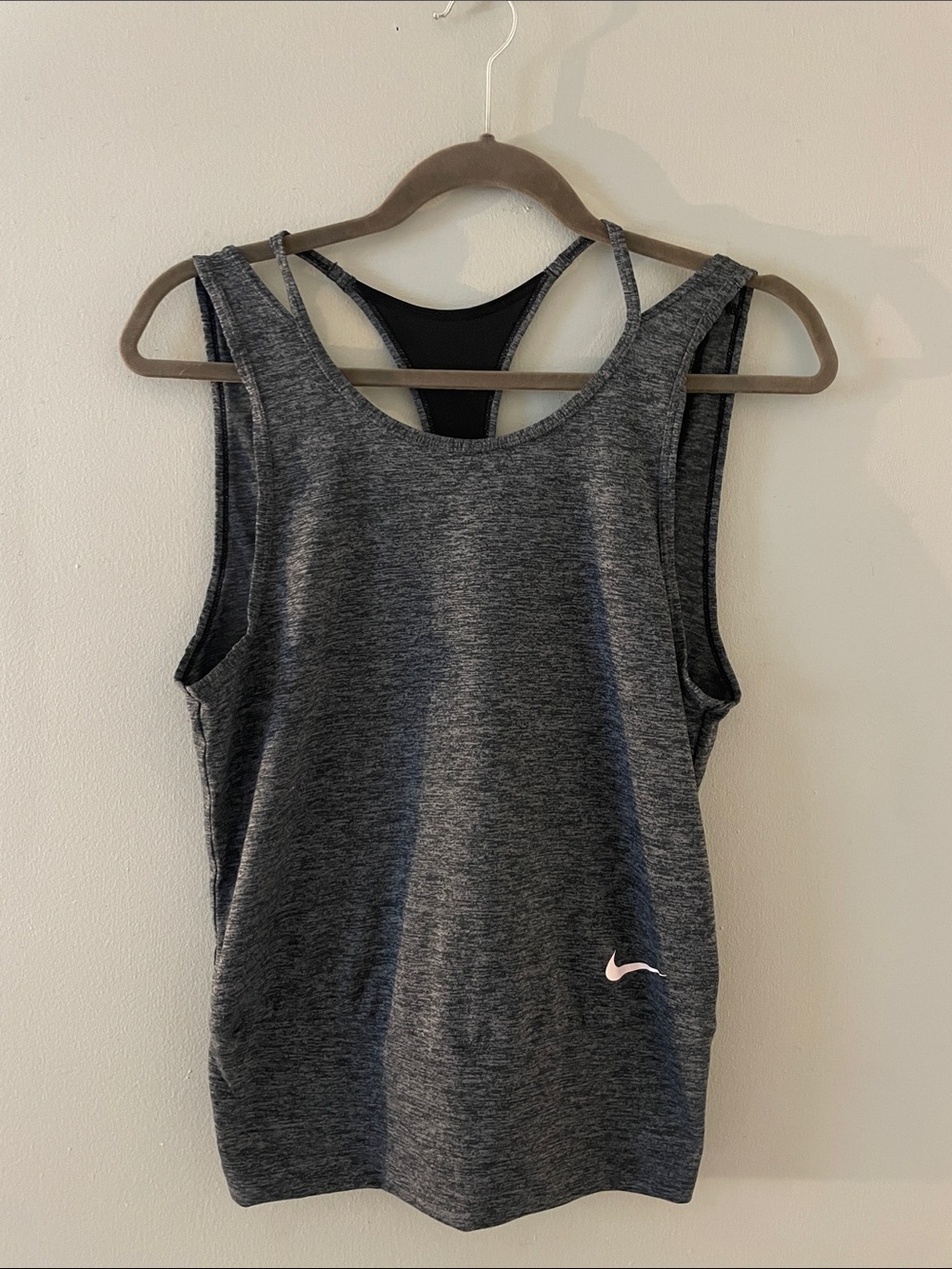 Nike Women's Heather Charcoal Racerback Tank Top